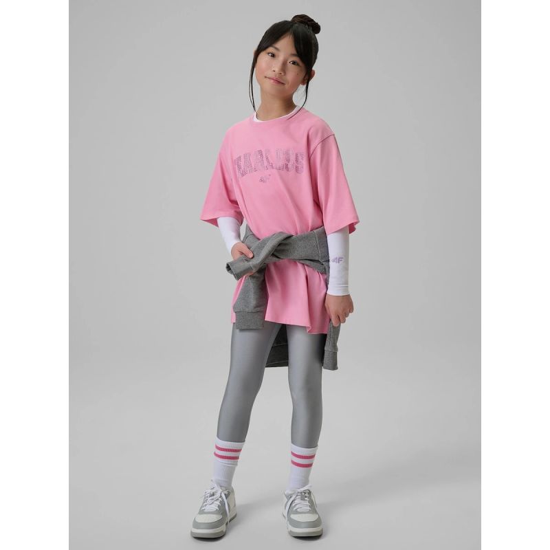 4F Girls' loose T-shirt with print 158/164 póló