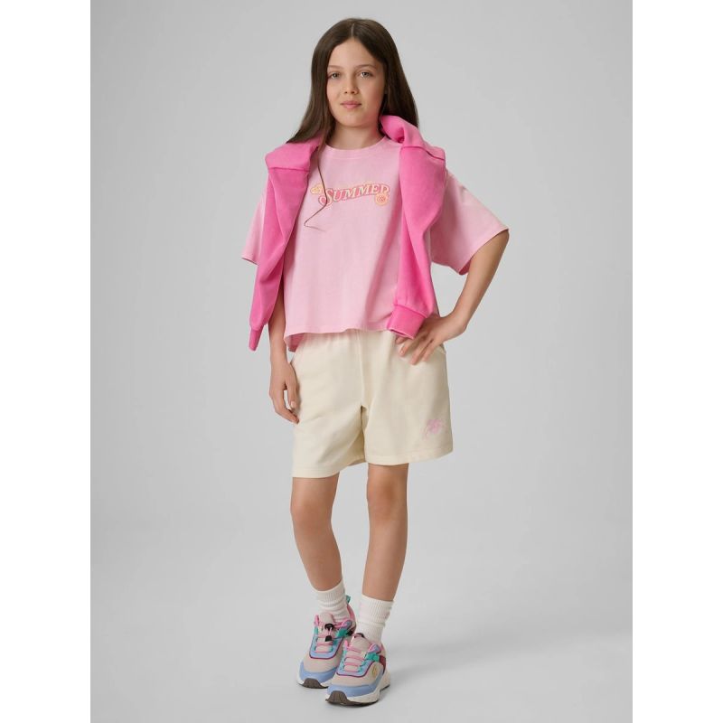4F Girls' boxy T-shirt with print 158/164 póló 4FJRAW26TTSHF4324-056S