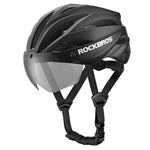 Rockbros Bike Helmet with Visor, Detachable UV Protective Goggles, Unisex - Black/Brown czarny || brązowy helmets, glasses, training equipment