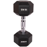 Enero HEX RUBBER Dumbbell 10 KG FIT fekete dumbbell, strength training equipment, training equipment