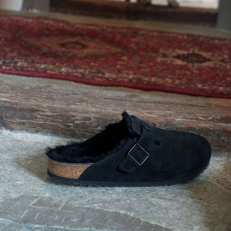 Birkenstock Boston Shearling Black Women's Wool Insulated Clogs in Suede Leather Narrow (0259883) Kiegészítő