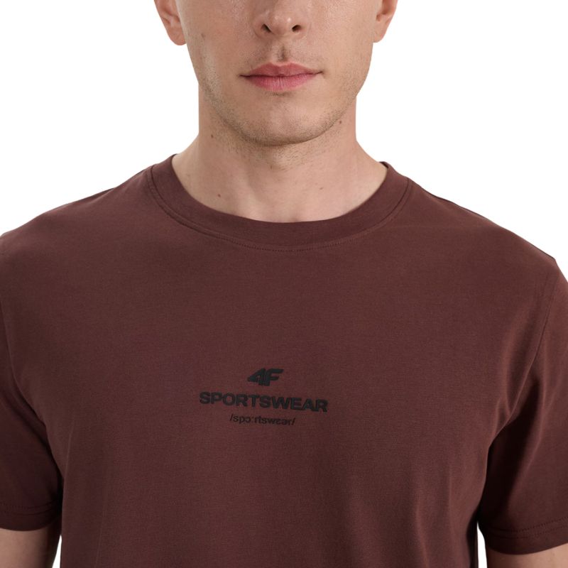 4f Men's T-shirt M2961 dark brown 4FWAW25TTSHM2961 80S Ruházat