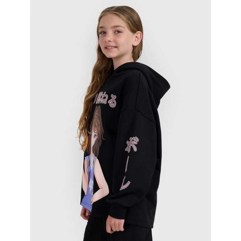 Girls' sweatshirt with hood, open, 4F 4FJRAW25TSWSF2293-20S kapucnis pulóver
