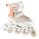 NILS Extreme NH18190 2in1 inline skates, white and pink, size S (29-33), with replaceable hockey blade rózsaszín sípcsontvédő