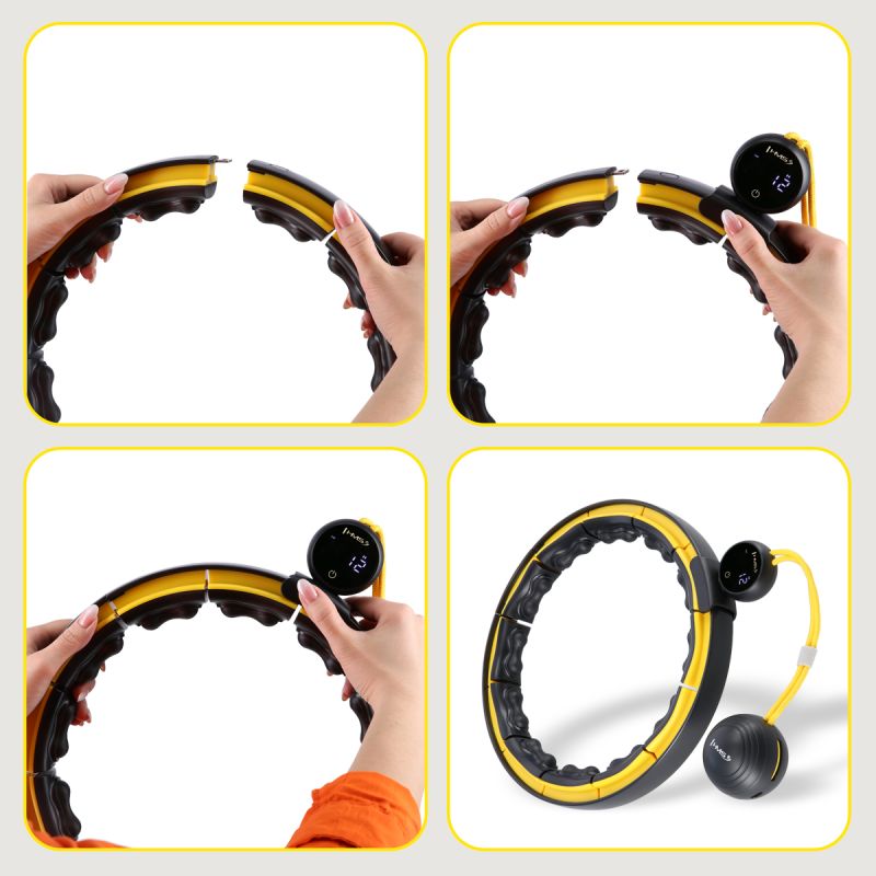 HMS Hhm21 Hula Hop Black/ With Magnets, Tpe Protection And Weight + Counter sárga edzéssegítő 17-44-598