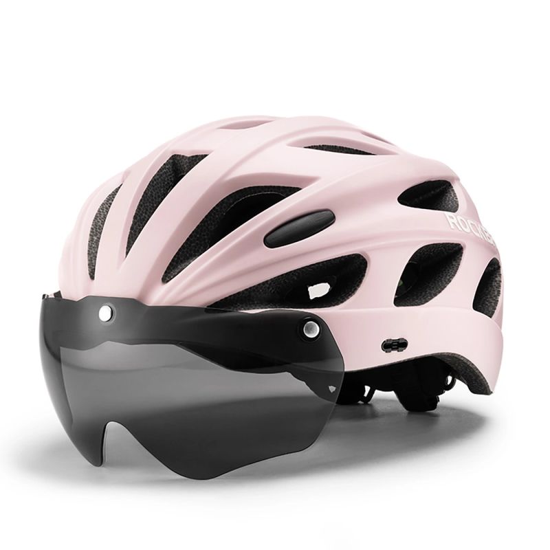 Rockbros Bike Helmet with Visor, Detachable UV Goggles, Detachable Visor, Unisex - Pink rózsaszín kiegészítő 304004-189135