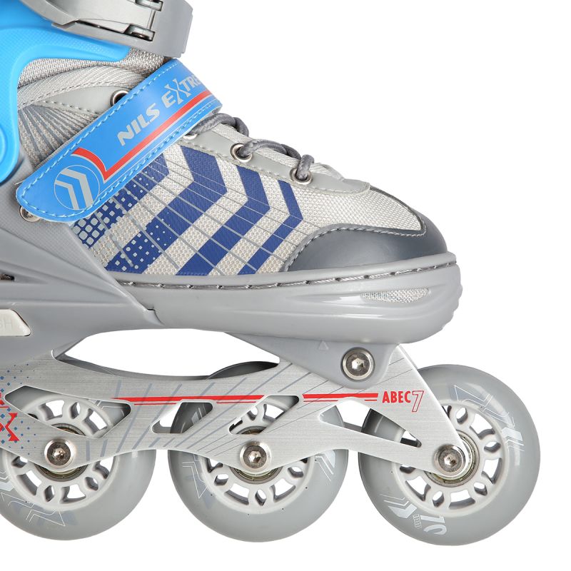 NH18192 4in1 GREY-BLUE SIZE M(34-38) ROLLER SKATES WITH HOCKEY SLEEVE NILS EXTREME kék póló