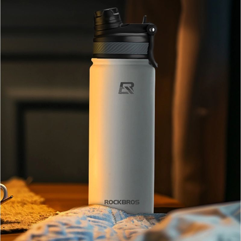 Rockbros 35210029005 thermal bicycle bottle for drinks 550 ml - white 550 ml \ biały water bottles, training equipment, tourist equipment