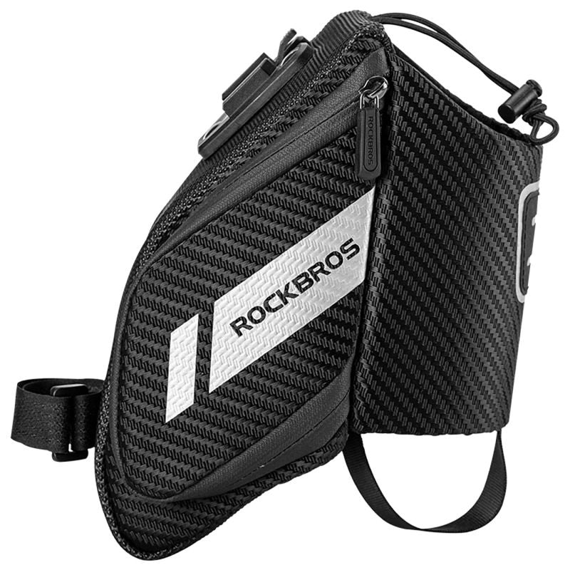 Rockbros C32BK saddle bag 1.5 l with water bottle pocket - black fekete water bottles, training equipment, bags