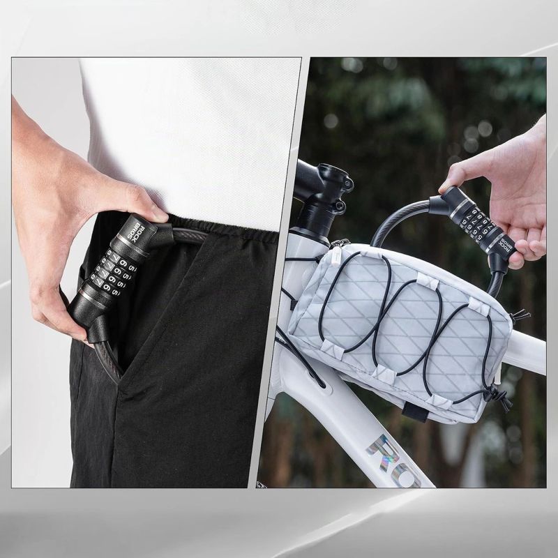 Rockbros 87639-4 bicycle lock with code and steel cable - black