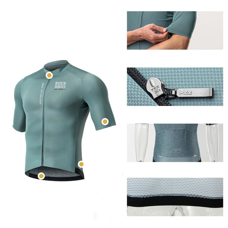 Rockbros 15120014017 ROAD TO SKY men's cycling jersey, short sleeve, M - gray-blue m \ niebieski póló