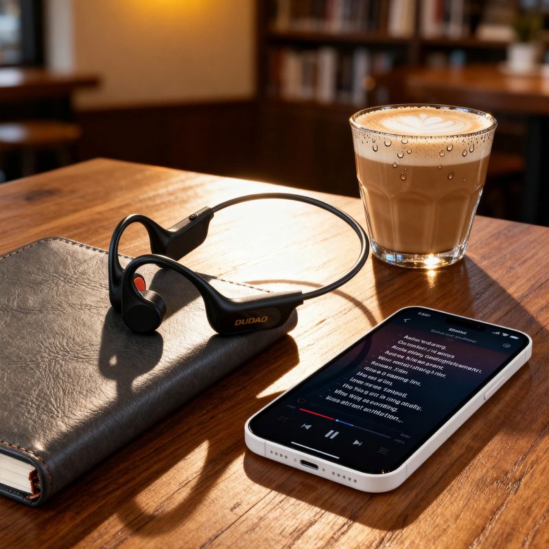 head Dudao U22 Bluetooth 5.2 Bone Conduction Headphones with Headband - Black fekete headsets