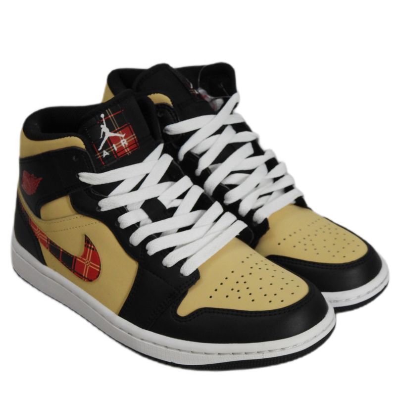 AIR Jordan Original 1 Mid Tartan Swoosh Men's Sneakers - fekete cipő