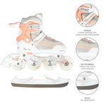 NILS Extreme NH18190 2in1 inline skates, white and pink, size S (29-33), with replaceable hockey blade rózsaszín sípcsontvédő