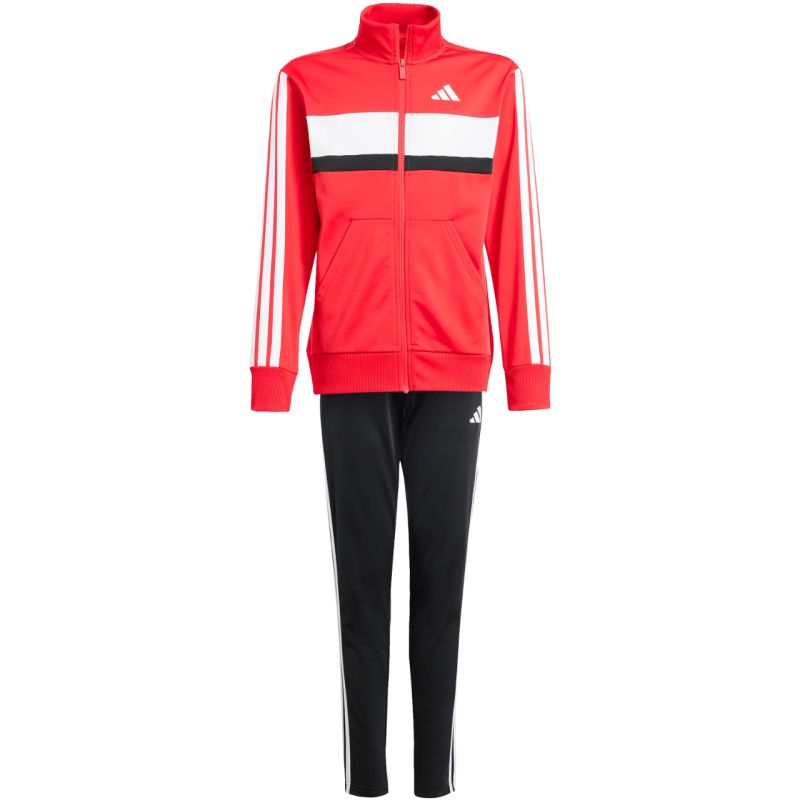 adidas Seasonal Essentials Tiberio 3-Stripes Tricot Kids Tracksuit Red and Black JI6214 Ruházat