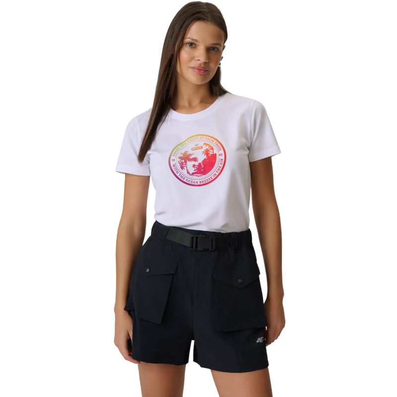 4F Women's T-shirt F2718 white 10S fehér póló 4FWSS26TTSHF271810S