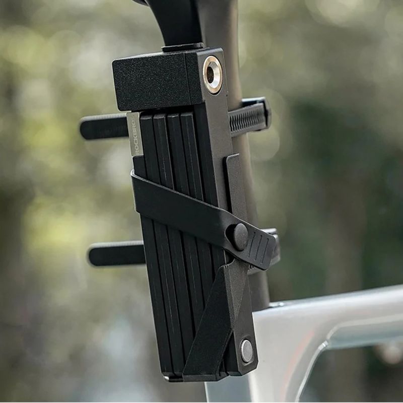 Rockbros 32140003001 foldable bicycle lock with key and handle, 88cm - black