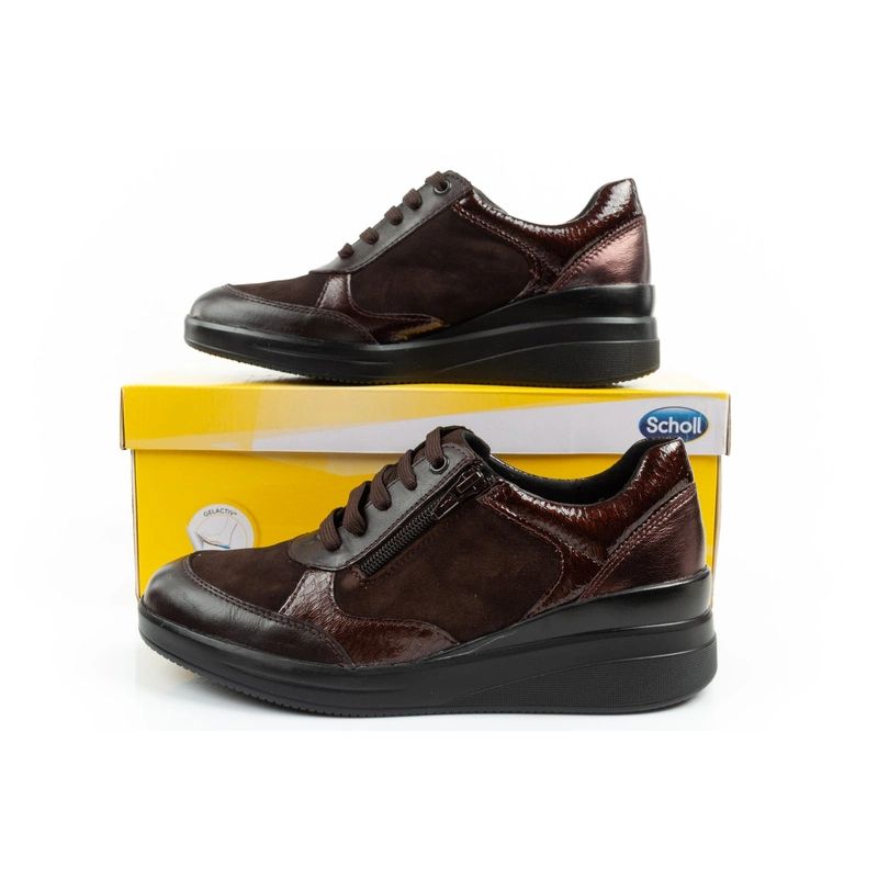 Scholl Emma Laces Women's Sports Leather Brown Platform barna shoes