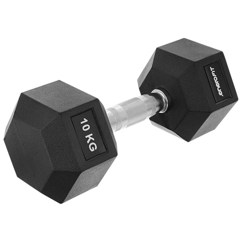Enero HEX RUBBER Dumbbell 10 KG FIT fekete dumbbell, strength training equipment, training equipment