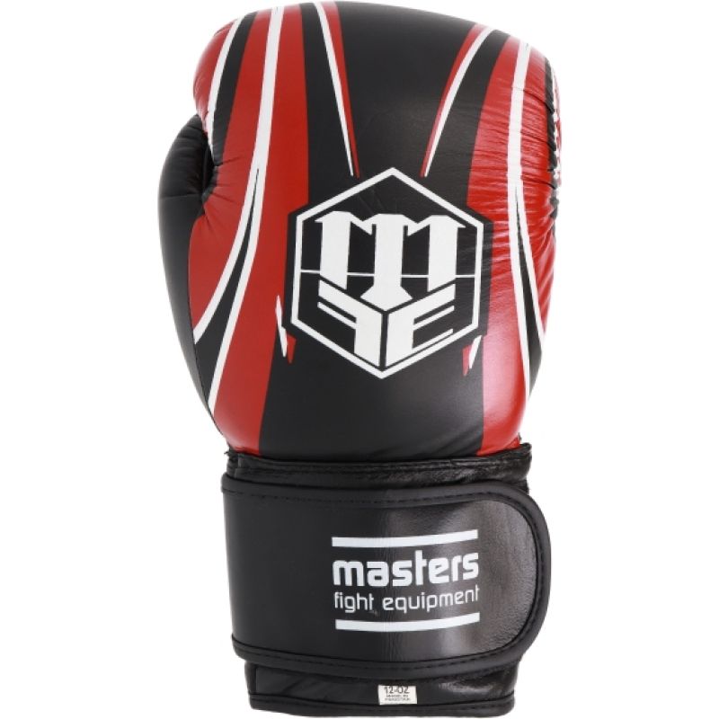 MASTERS FIGHT EQUIPMENT RBT-5A leather boxing gloves black and red piros kesztyű 0155-120102