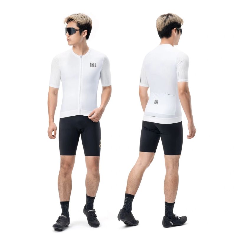 Rockbros 15200025 Short Sleeve Cycling Jersey Size XXL - White biały \ xxl póló