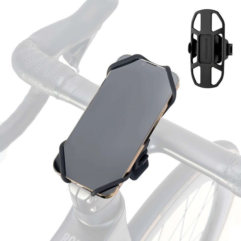 Rockbros 250015001 silicone clamp phone holder - black fekete phones and accessories