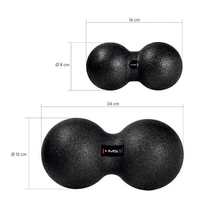 HMS Double Massage Ball / Duo Ball BLM02 8*16CM fekete edzéssegítő 17-42-024
