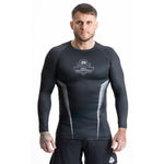Gray long sleeve rashguard with DBX Bushido logo
