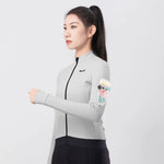 Rockbros TVI women's cycling jersey insulated autumn/winter L - white and gray l \ szary || biały kötött sapka 15310007004-211734