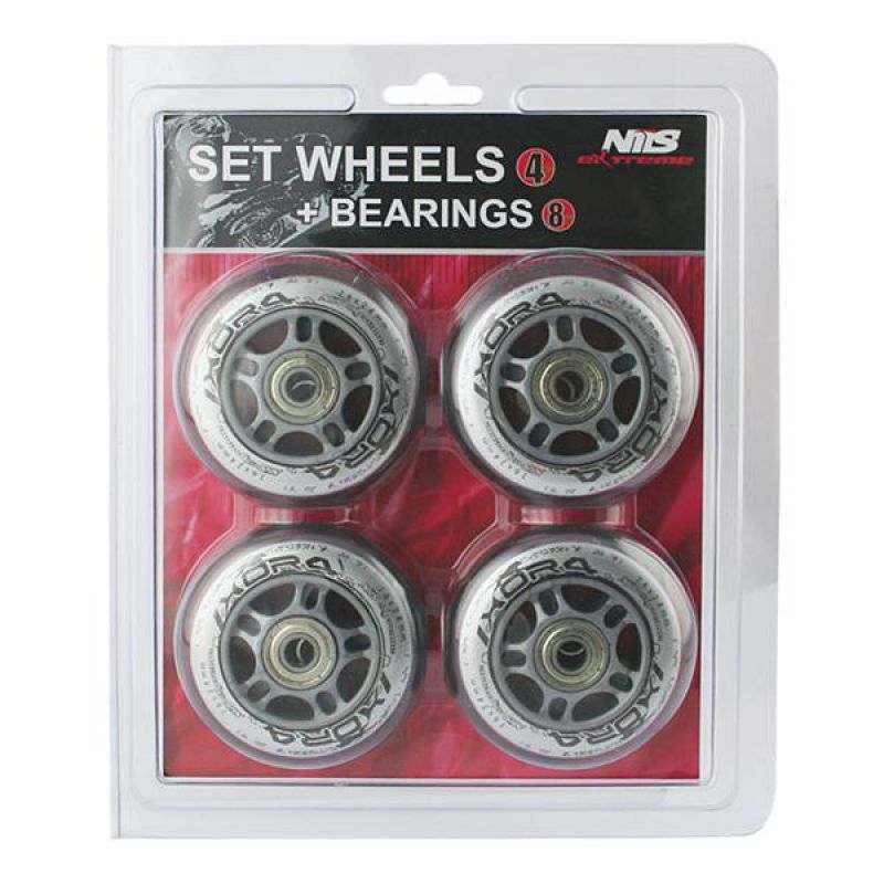PU 70x24 82A TRANSPARENT (4 pcs.) + ABEC-7 (8 pcs.) NILS EXTREME SET