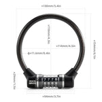 Rockbros 87639-4 bicycle lock with code and steel cable - black