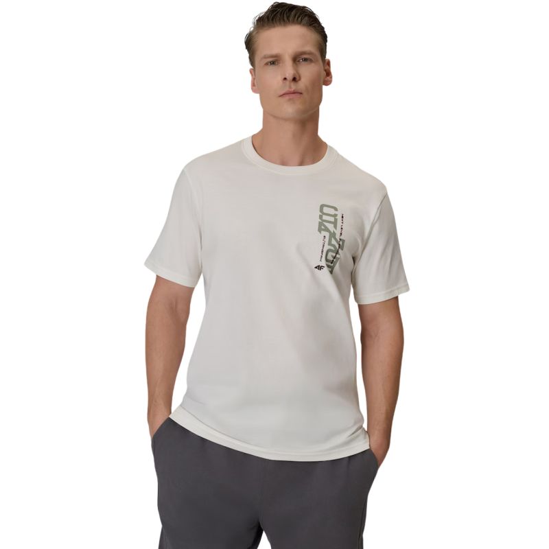 4F Men's T-shirt M2665 12S krém ruházat 4FWSS26TTSHM266512S