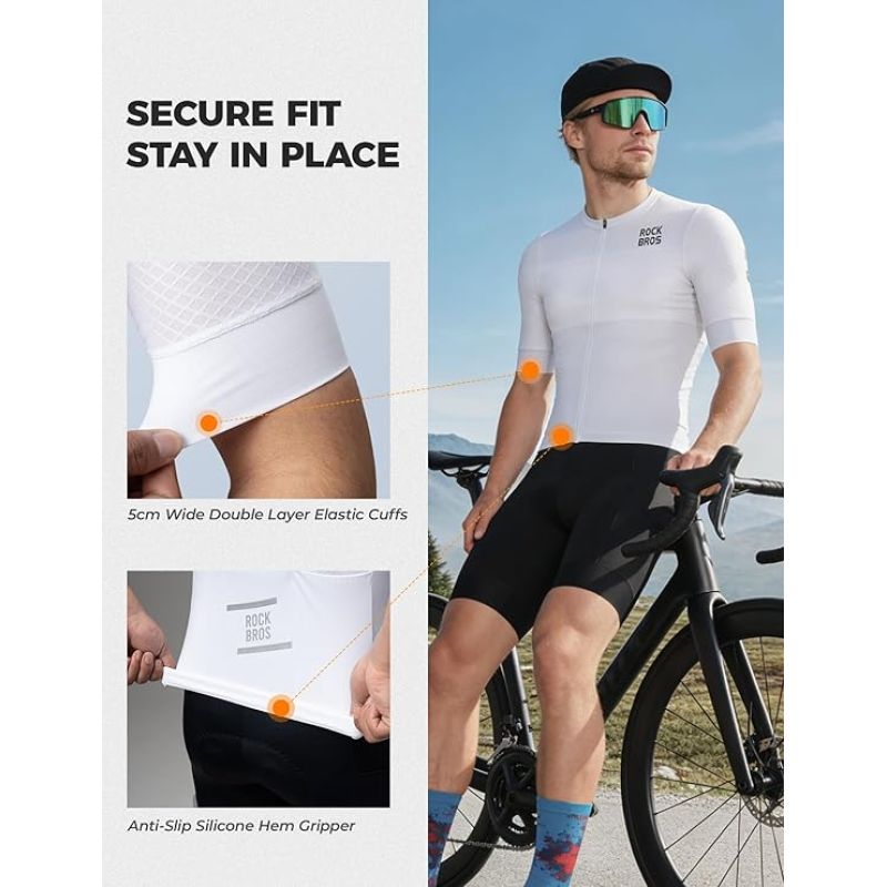 Rockbros Men's Cycling Jersey White 3D 2XL