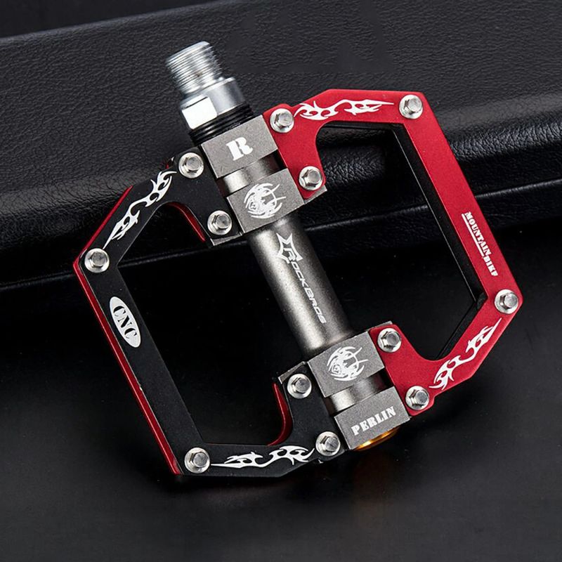 Rockbros 2010- Aluminum Bicycle Pedals with Sealed Bearings - Black and Red