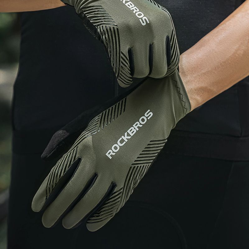 Rockbros cycling gloves spring/summer/autumn, full, size: XL - green zielony \ xl kesztyű
