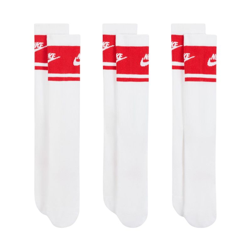 Nike Everyday Elevated Crew Socks 3 Pairs White and piros zokni