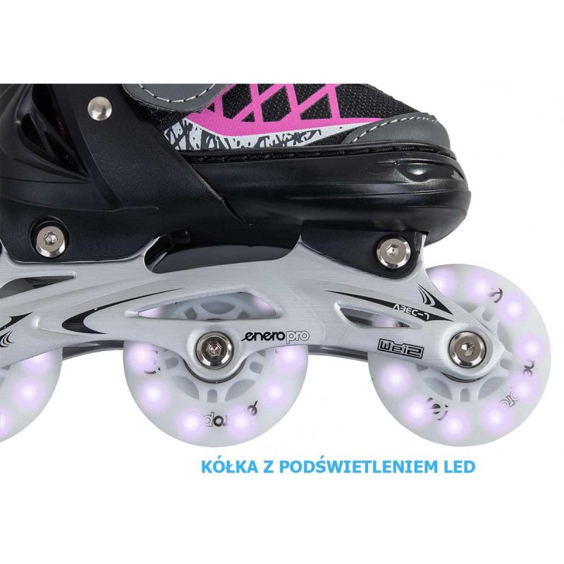 Enero Pro Led Roller Skates 4in1 38-41 Pink-Gray szürke skates, roller skates