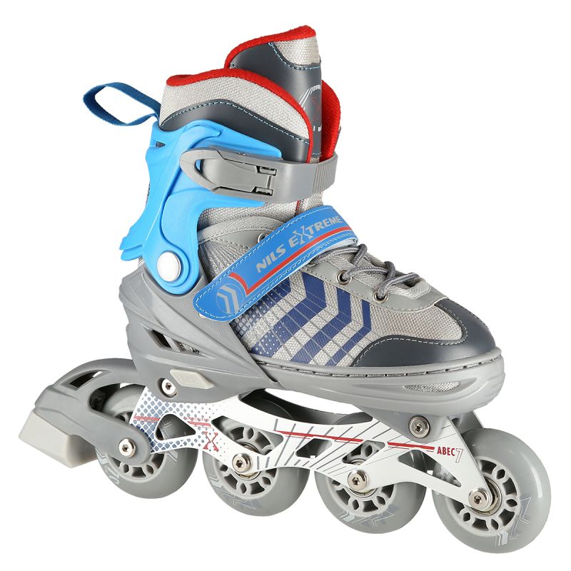 NH18192 4in1 GREY-BLUE SIZE L(39-43) ROLLER SKATES WITH HOCKEY SLEEVE NILS EXTREME kék póló