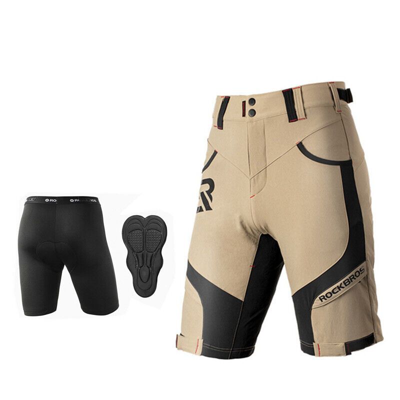 Rockbros men's cycling 2in1 bézs short