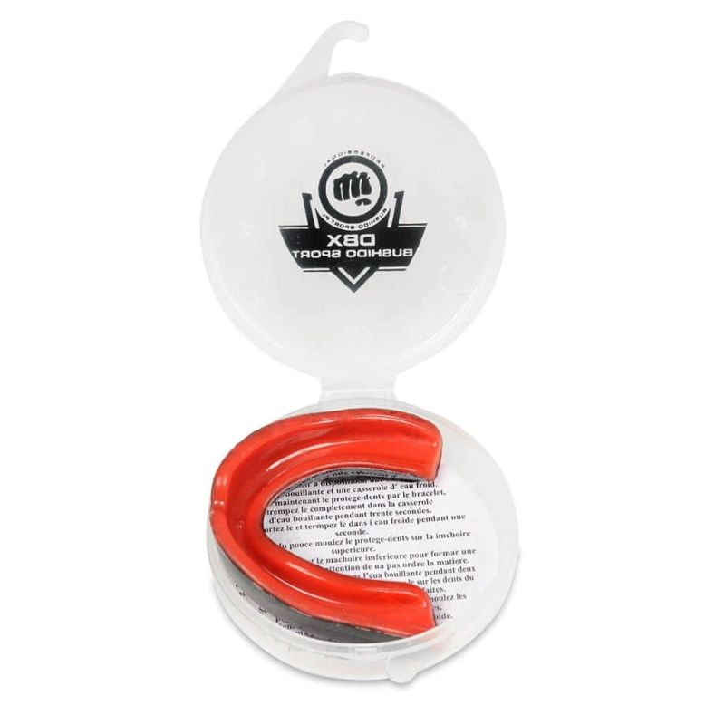 DBX Bushido Gel Mouthguard + Box - Black and Red | GelTech dla dzieci protectors and knee pads