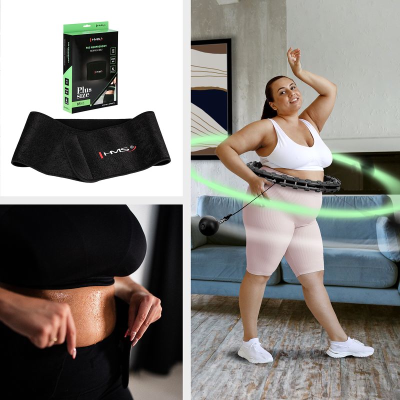 HMS Hula Hop Set HHW11 BLACK with studs and weight + BR163 BLACK PLUS SIZE belt fekete kiegészítő 17-44-634