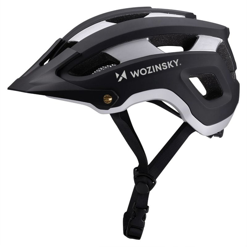 Wozinsky MTB bicycle helmet with removable visor, lightweight L - black and silver czarny || srebrny védőfelszerelés HT-001VCS-199799