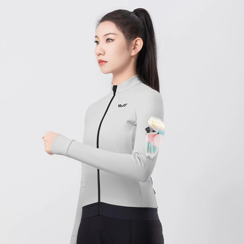 Rockbros TVI women's cycling jersey insulated autumn/winter M - white and gray m \ szary || biały kötött sapka 15310007004-211733