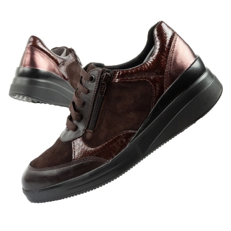Scholl Emma Laces Women's Sports Leather Brown Platform barna shoes