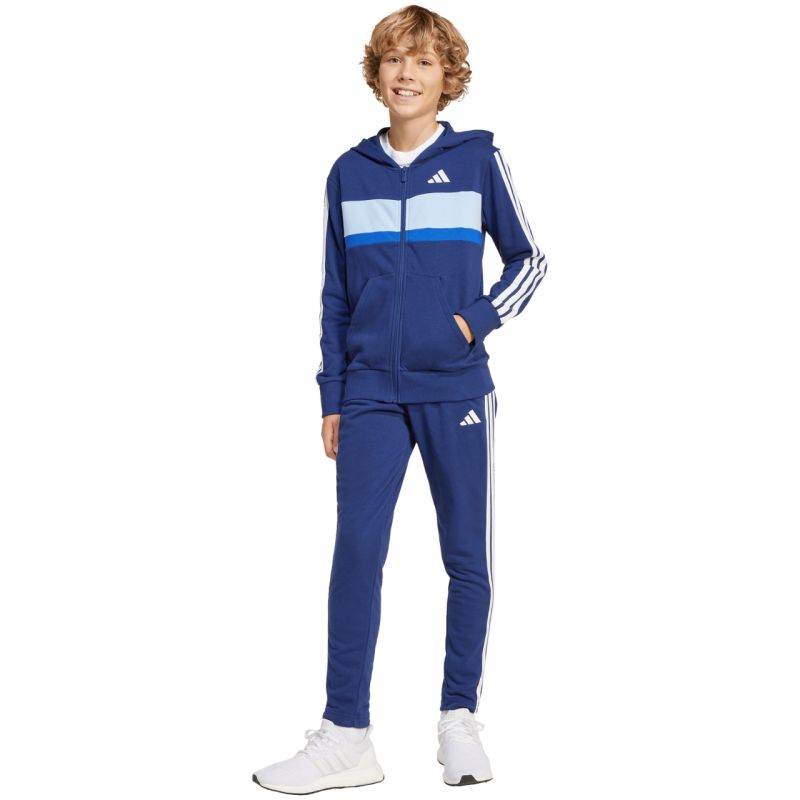 adidas Seasonal Essentials Tiberio 3-Stripes French Terry Tracksuit for Kids Navy Blue JI6035 General