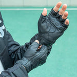 Rockbros 16220006003 leather motorcycle gloves - black fekete kesztyű