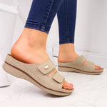 eVento W EVE224B beige wedge sandals with velcro bézs szandál