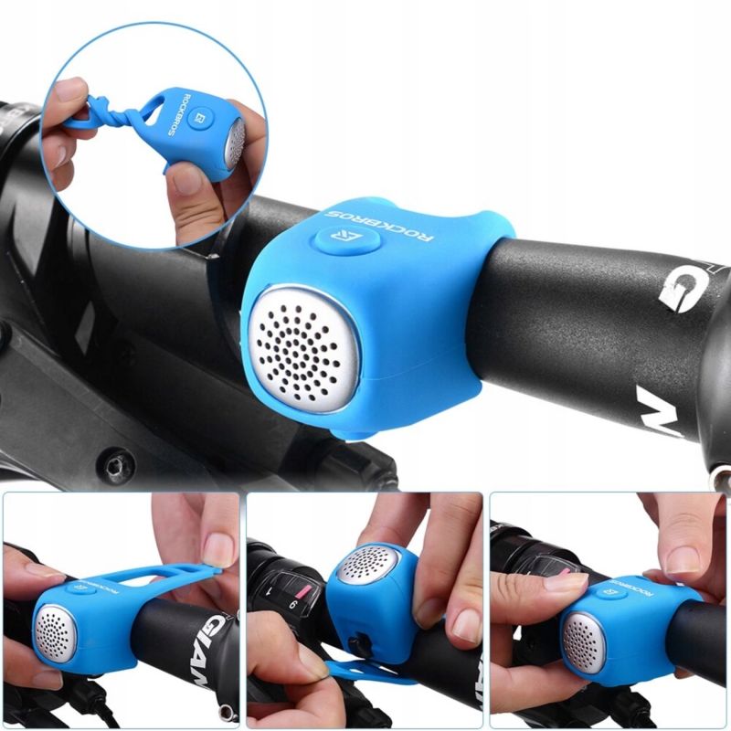 Rockbros electronic bicycle bell - blue