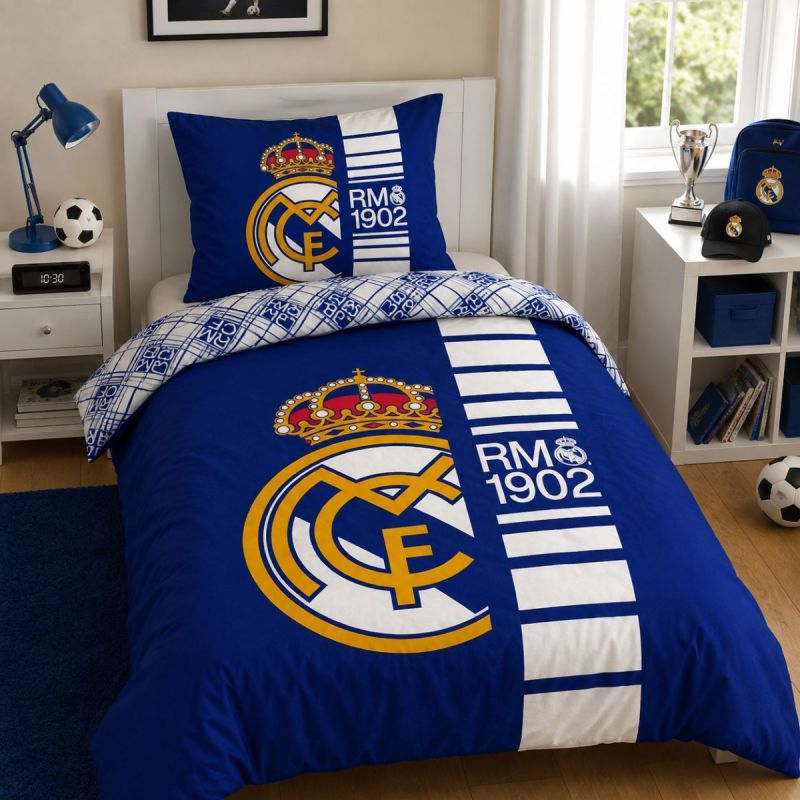 Real Madrid bedding set cotton + 70x90 cm niebieski kiegészítő REB80207BL