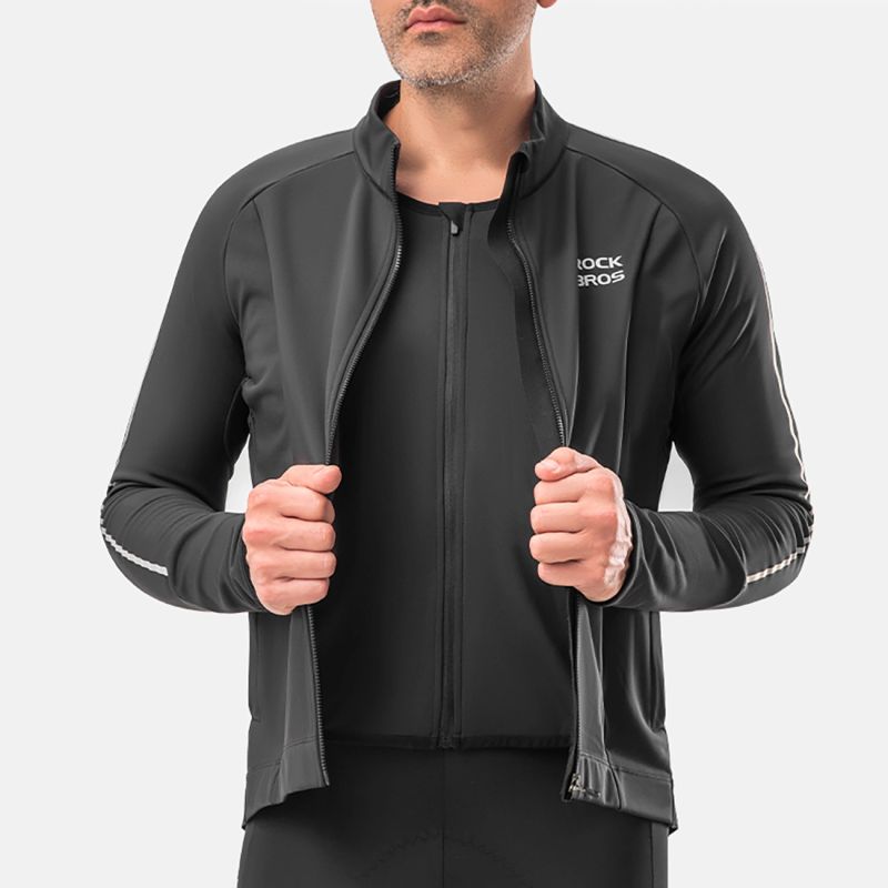 Rockbros Fall/Winter Long Sleeve Cycling - Black fekete dzseki